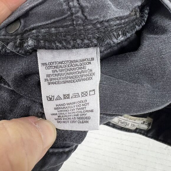 Free People Jeans Gray Black Stretch Button Long Ankle Zippers Skinny Size W 26 - Picture 13 of 13
